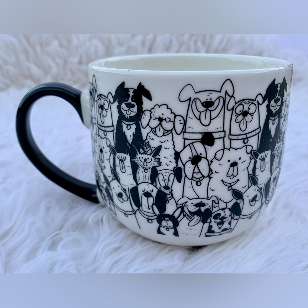 NWT Paws Cafe Dog Puppy Mug Cup Black White Chic Playful Coffee Tea Hot Cocoa - Picture 3 of 11